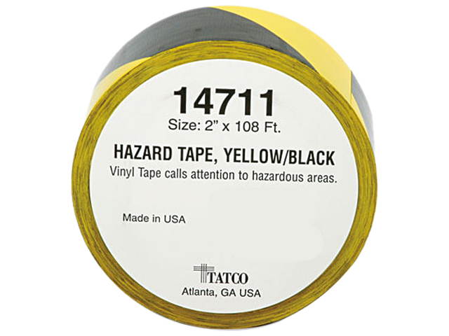 Tatco 14711 Hazard Marking Aisle Tape, 2w x 108 ft. Roll