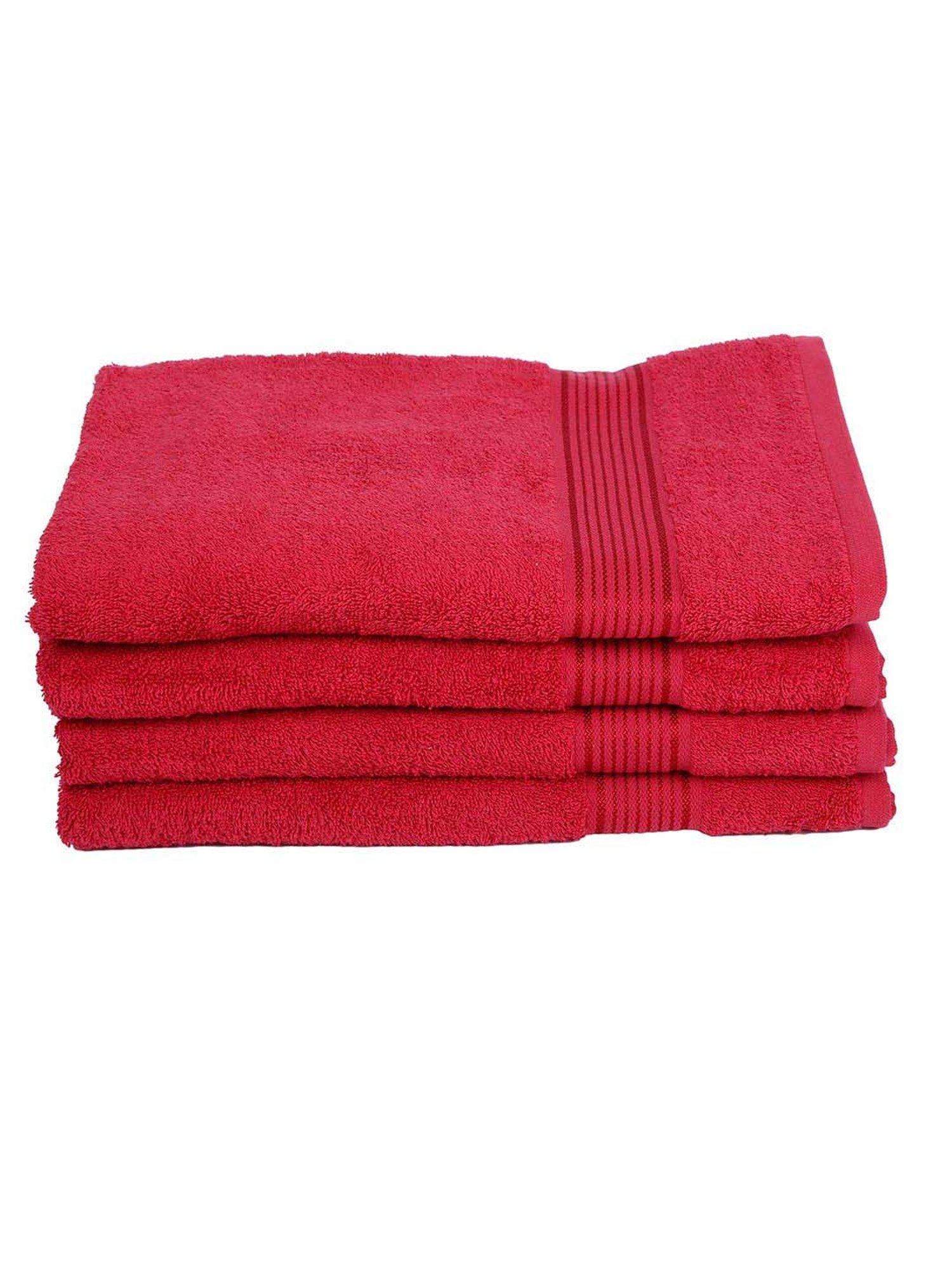 LORENA 100% Cotton Super-Soft Terry Towels -4pc Bath Towel (d`ross) solid-red