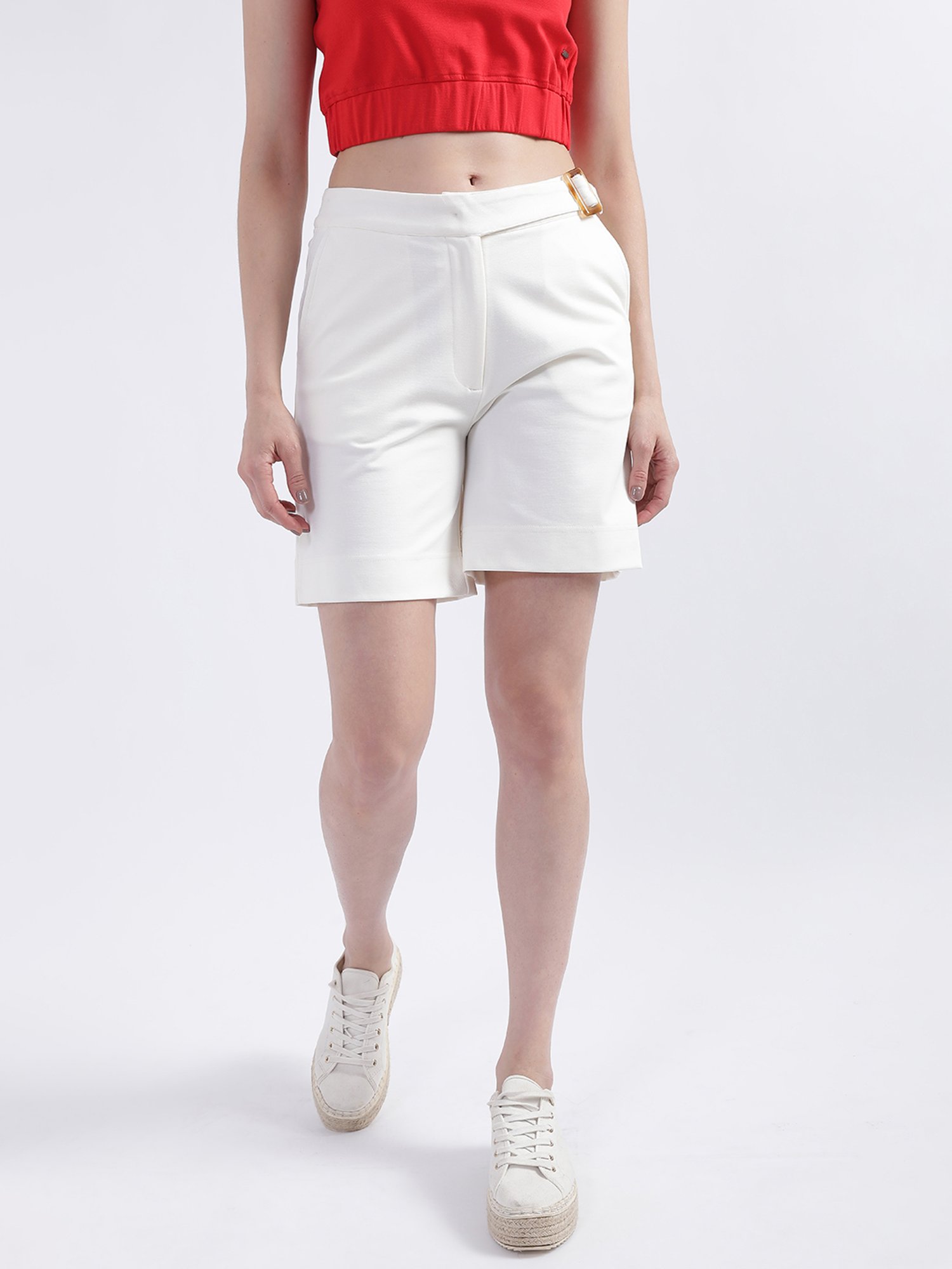 Iconic Women Solid Regular Fit Polyester Shorts