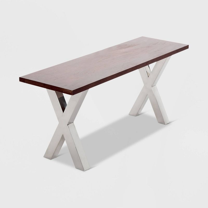 Hamilton Wood and Metal Bench Dark Walnut Brown - Finch
