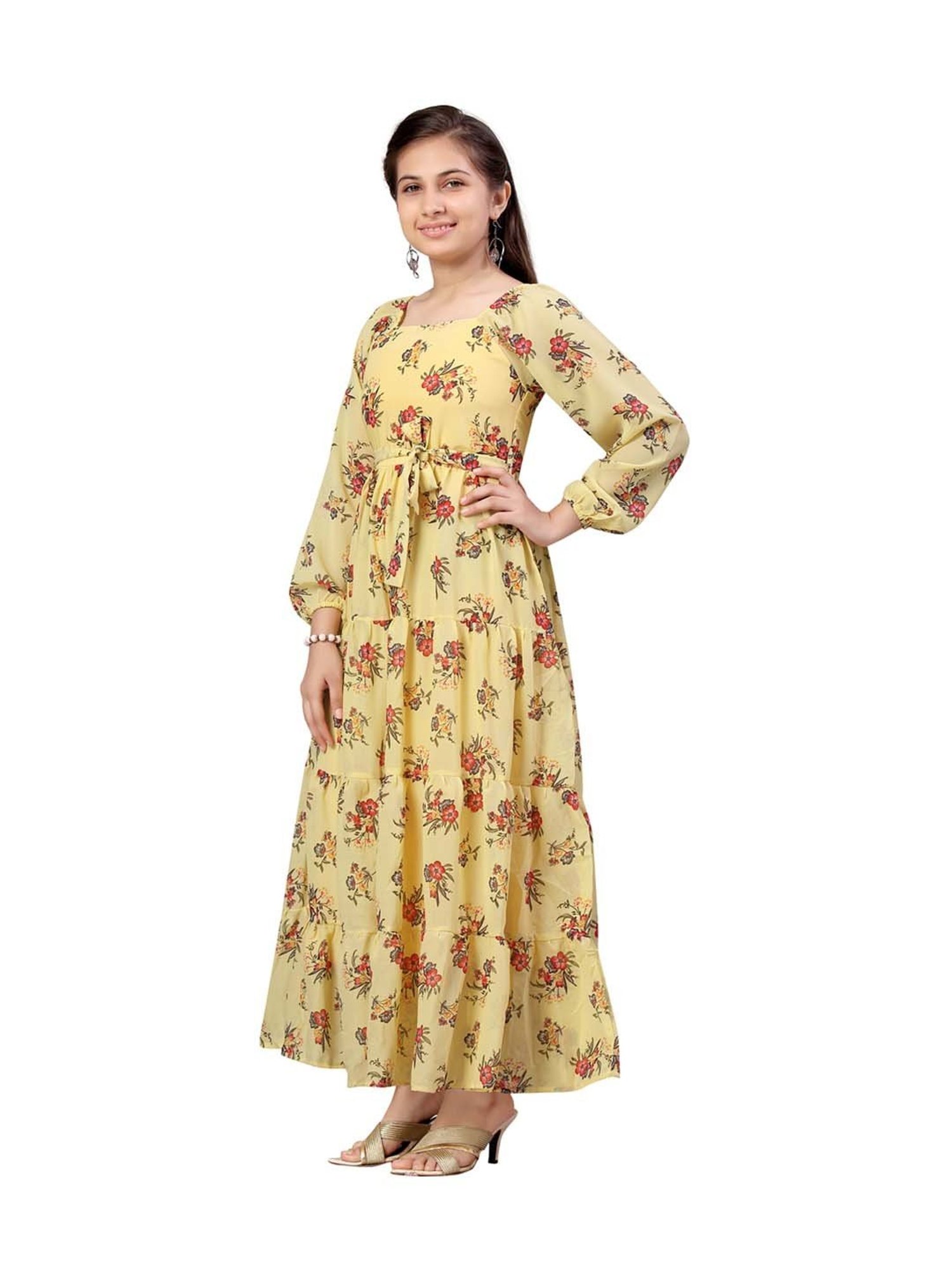 Peppermint Kids Black & White Printed Full Sleeves Dress