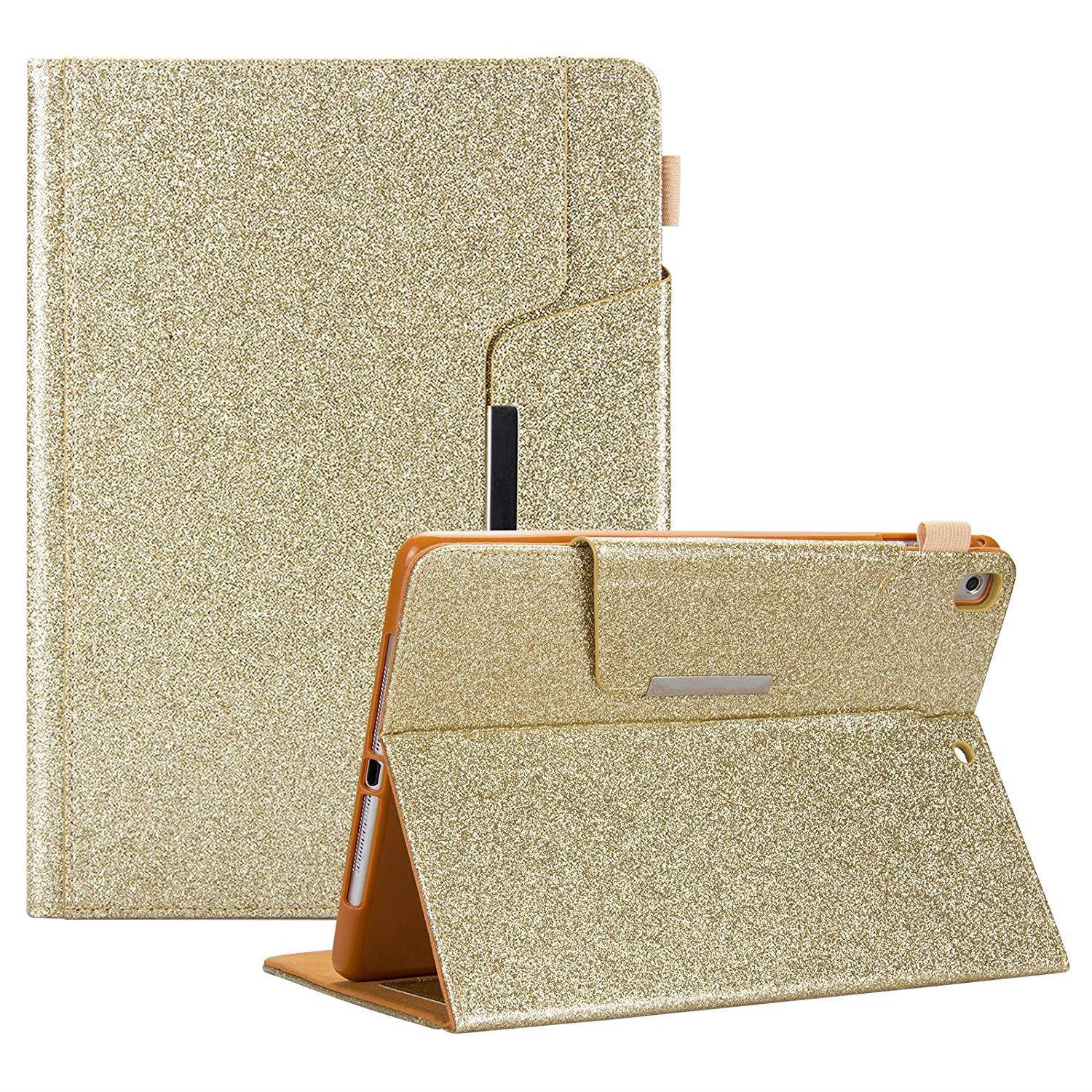 iPad 9.7 2018 2017/iPad Air 2/iPad Air Case, Dteck Multiple Viewing Angles Stand Folio Smart Case Cover with Auto Wake/Sleep Feature Protective Case for Apple iPad 6th/5th Gen, iPad Air 1/2,Gold