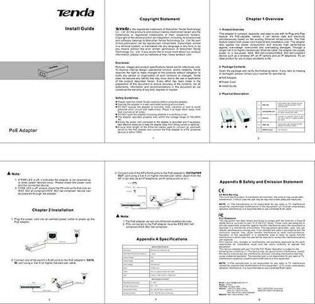 Tenda POE30G-AT Power-Over-Ethernet Injector , IEEE802.33af compatible, 10/100/1000Mbps RJ45 Poer, 1000M PoE Extension