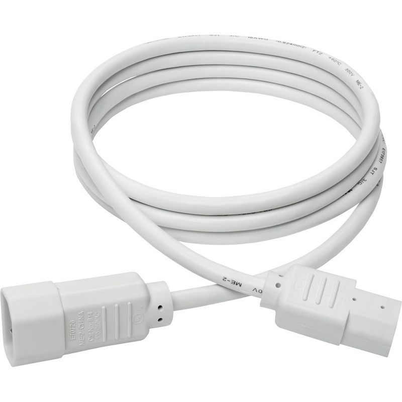Tripp Lite 6ft Computer Power Extension Cord 10A 18 AWG C14 to C13 White 6' - For Computer, Scanner, Printer, Monitor, Power Supply, Workstation