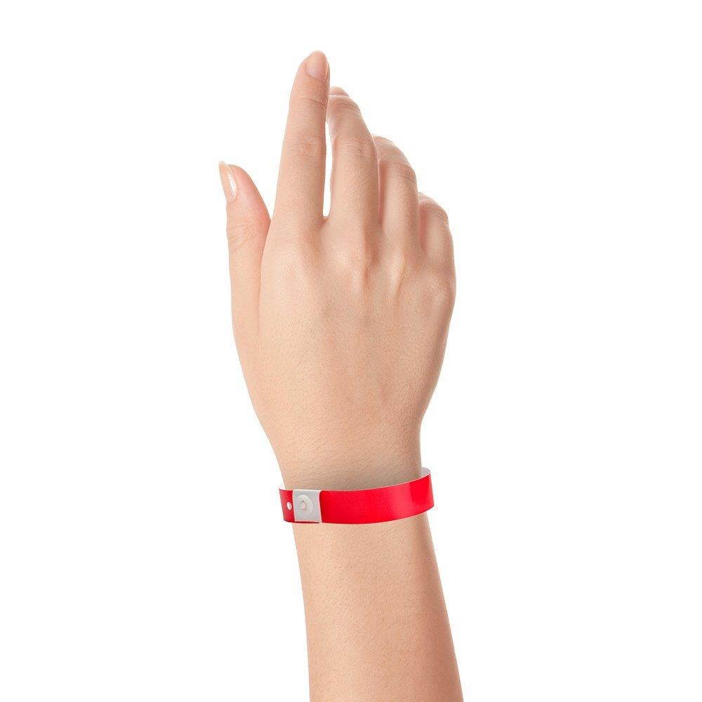 WristCo Neon Red Plastic Wristbands - 100 Pack Wristbands For Events