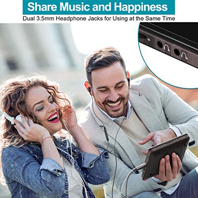 CD Player Portable, MONODEAL Portable Rechargeable CD Player with Dual Headphones Jack, Small Anti-Skip CD Player for Car/Travel/Home Portable, Personal CD Player for Adults Kids (Dark Brown)