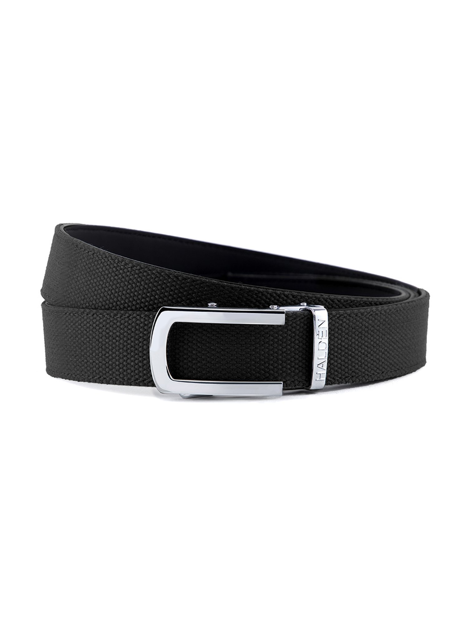 Halden Black Woven Casual Belt With Classic Silver Matt Buckle