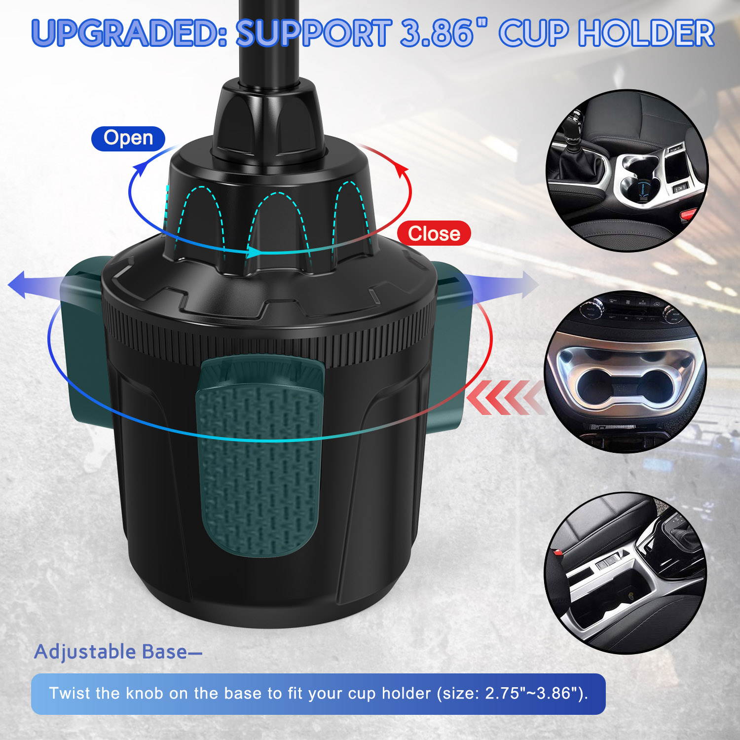 Donwell Cup Holder Phone Mount ,360&deg;Adjustable Gooseneck Car Mount for  iPhone 12/11/XR/X/8/7/6/SE, for Samsung Galaxy S21/S20/S10/S9/S8/S7/Note 20/10/9/8, for LG, MOTO, etc (Black)