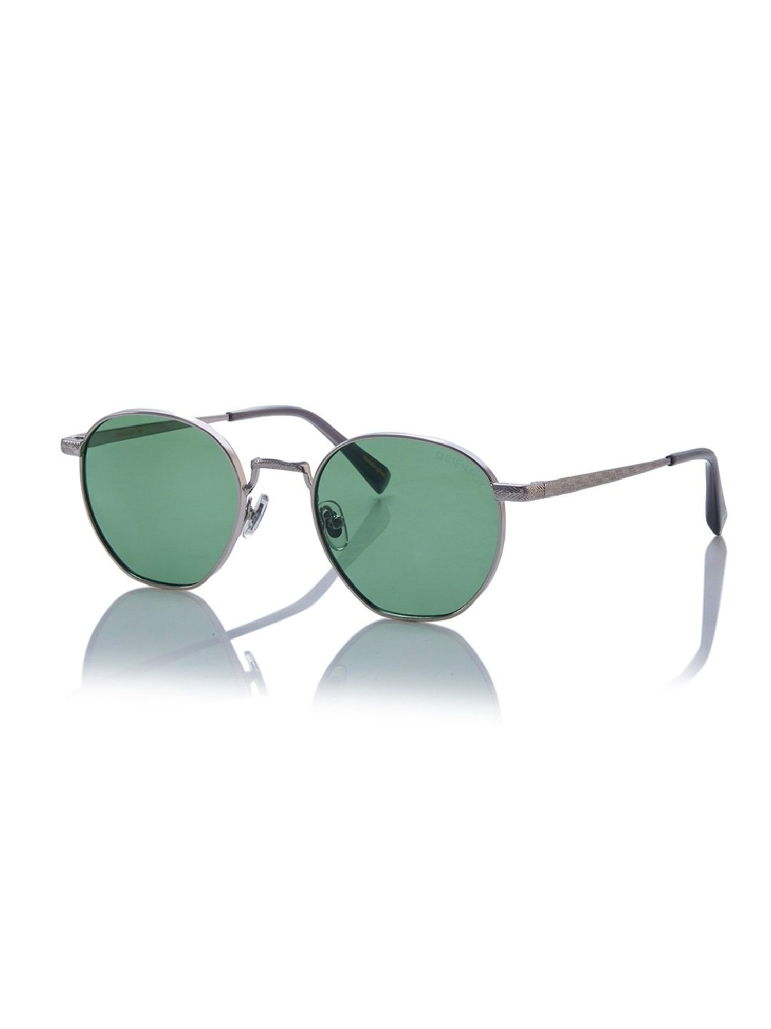 Shisen Fox Tora Gun-Light Green Round Unisex UV Protection Sunglasses -50 mm