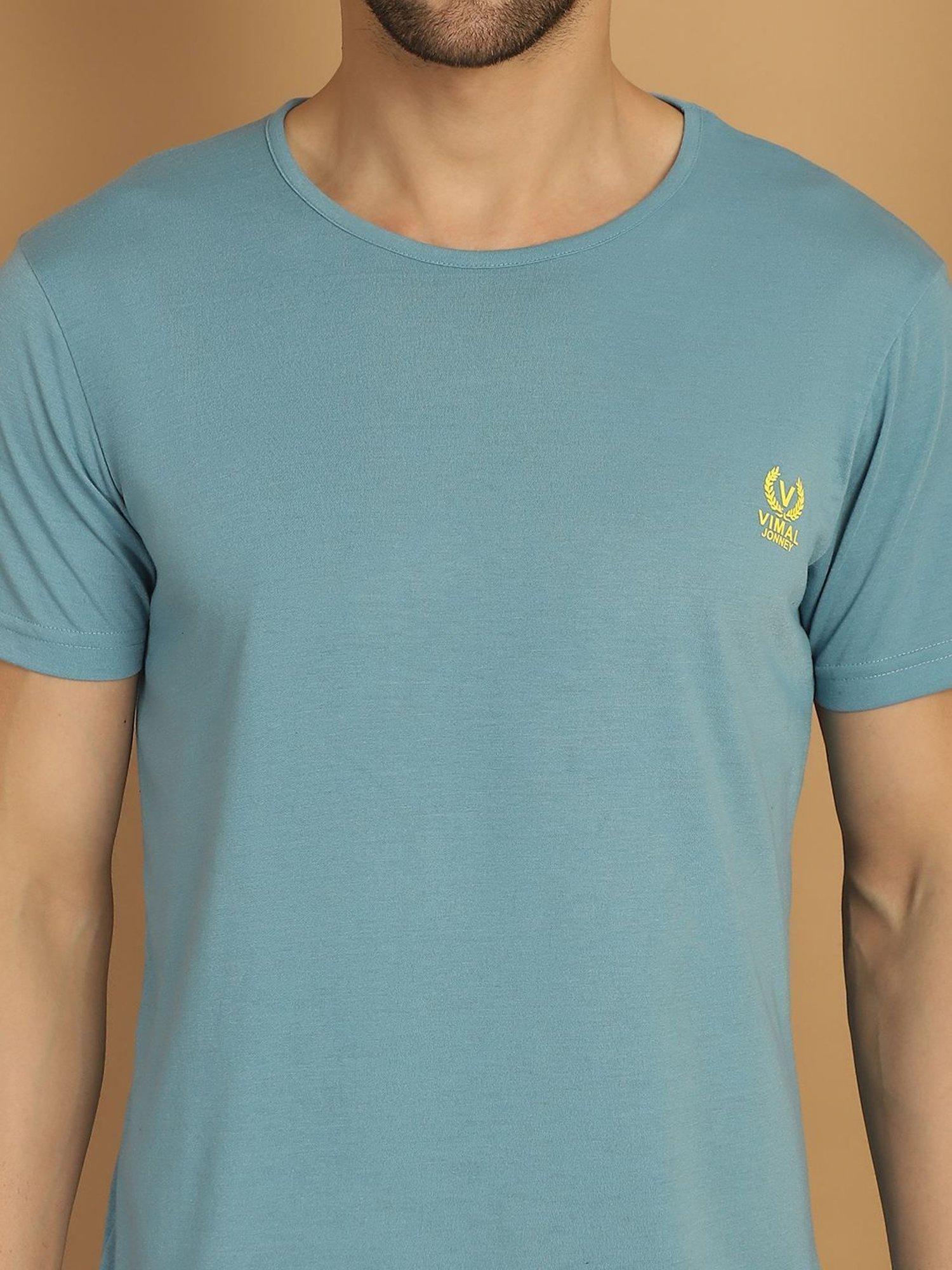 Vimal Jonney Blue & Navy Regular Fit T-Shirt