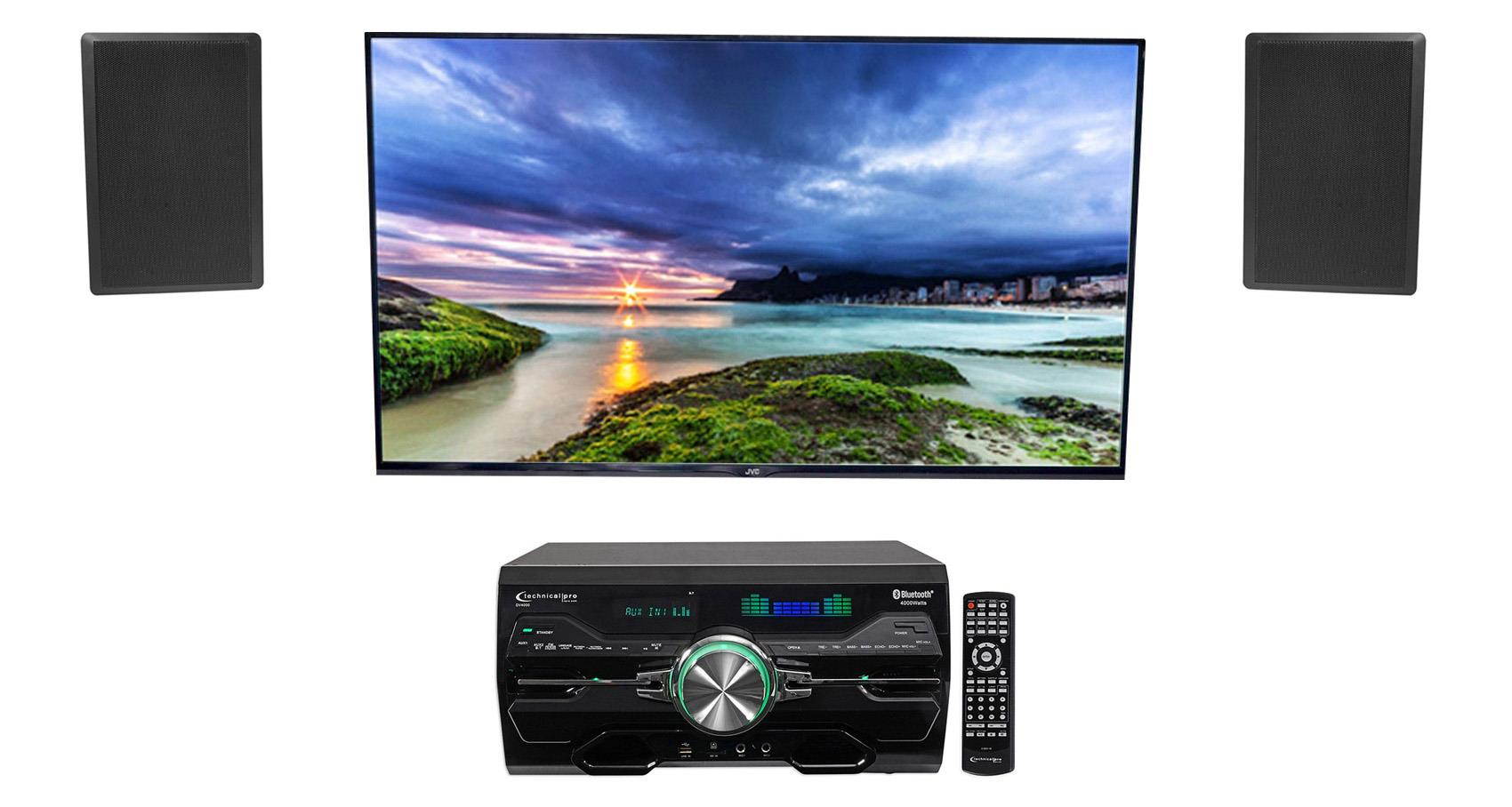 Technical Pro DV4000 4000w Home Theater DVD Receiver+(2) 5.25" Wall Speakers