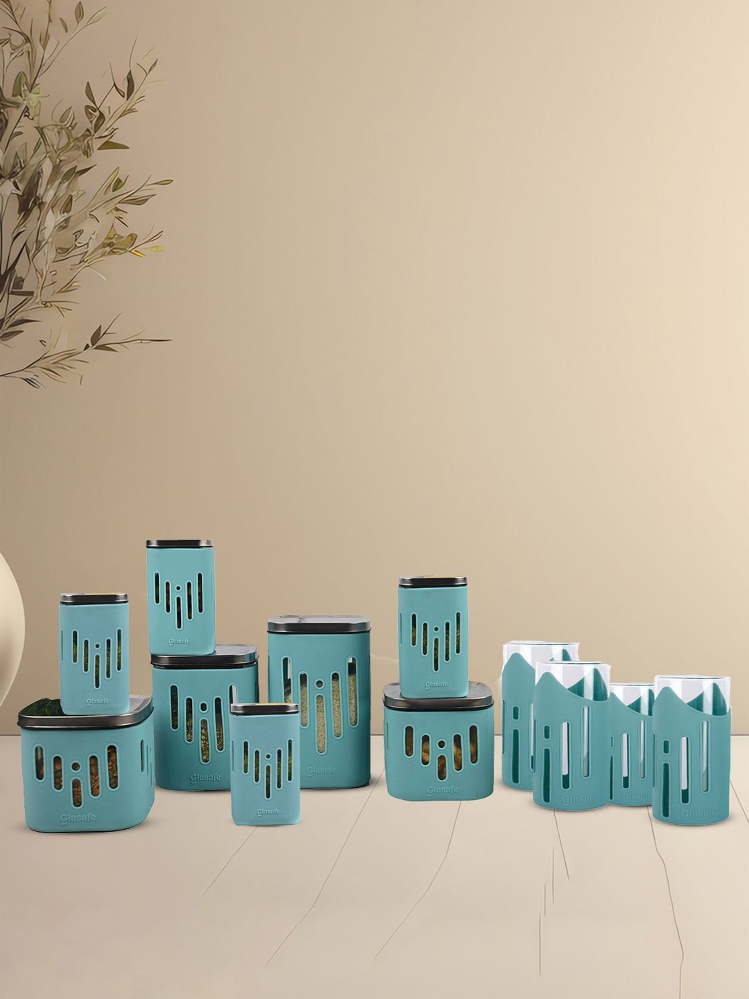 Glasafe Grip 'N' Sip Mellow Green Borosilicate Drinking Glasses & Containers