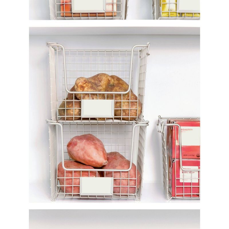 iDESIGN 10"x10"x7.75" Classico Stackable Basket Silver