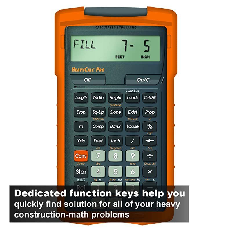 4325 HeavyCalc Pro Feet-Inch, Tenths, Yards and Metric Construction Math Calculator Tool for Engineers, Estimators, Excavators, Highway Contractors and Heavy Equipment Operators