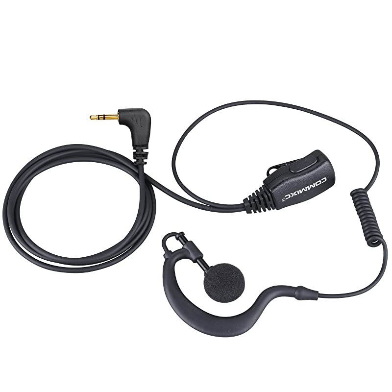 2 Pack) Walkie Talkie Earpiece with Mic, 2.5mm 1-Pin G-Shape Walkie Talkie Headset with PTT, ONLY Compatible with Motorola Talkabout Two-Way Radios