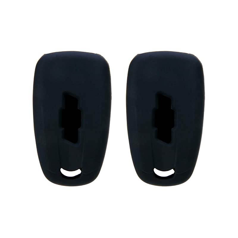 Silicone Key Fob Cover for 2019 2018 2017 Chevy Malibu Camaro Trax Traverse Sonic Cruze Volt Equinox Spark | Car Accessory for Chevrolet | Key Protection Case 2 Pcs Black