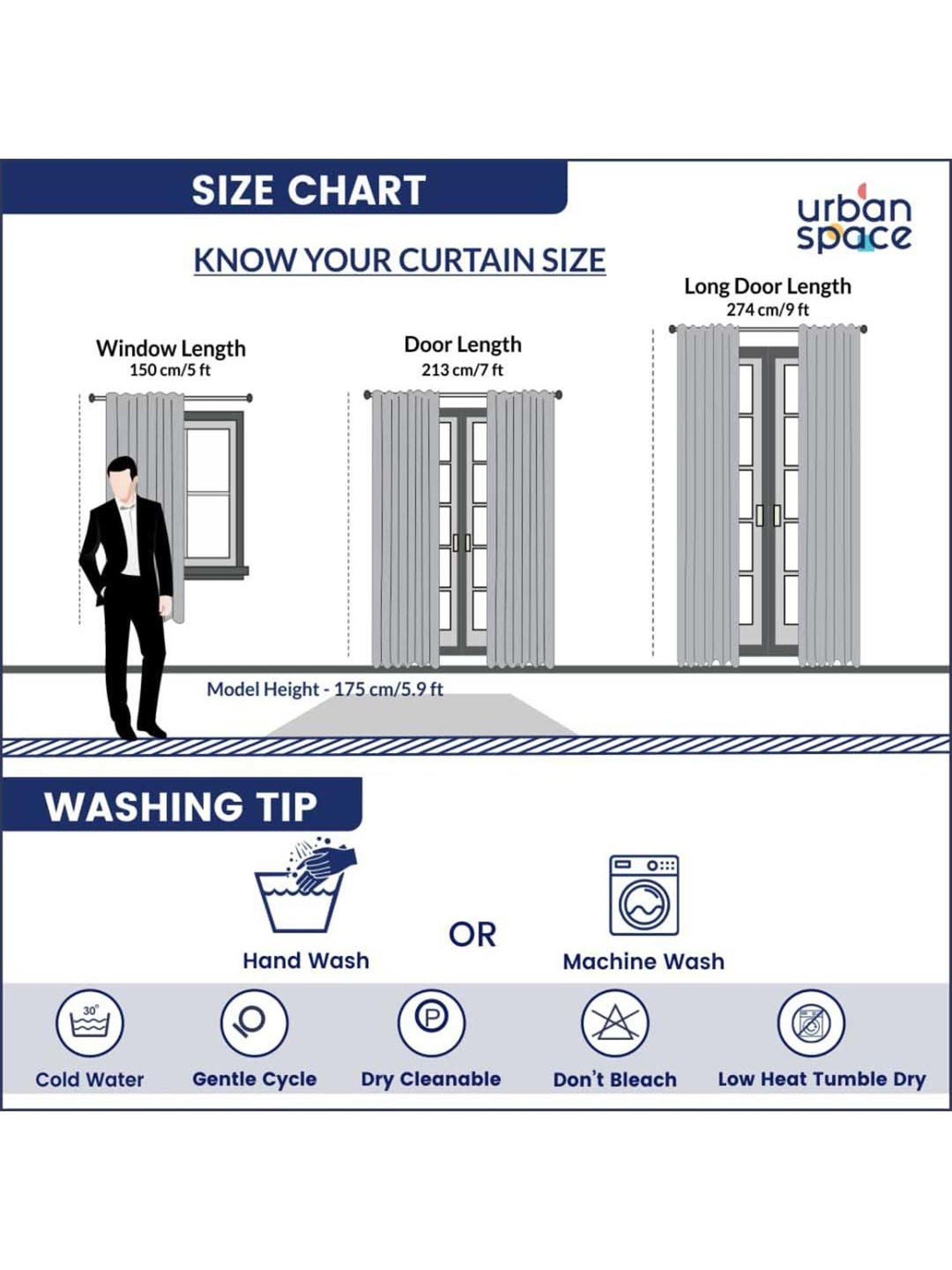 Urban Space Multicolor Polyester Window Curtain With Tieback & Eyelet - Set of 2