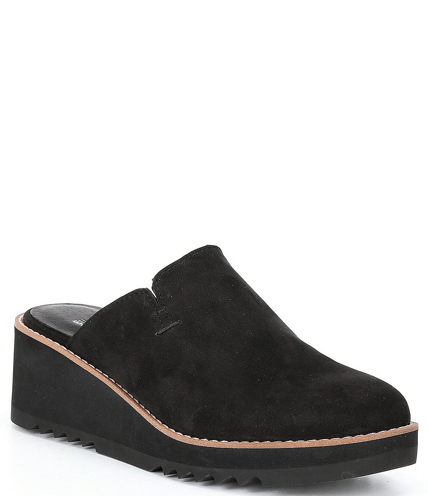 Eileen Fisher Leather Wedge Slide Mules