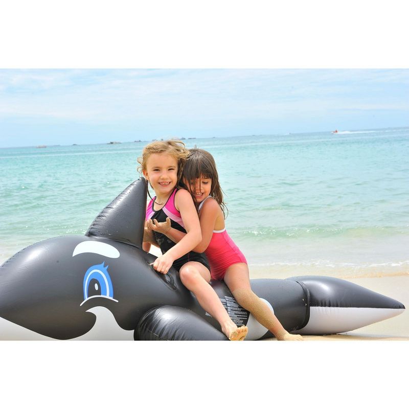 Pool Central 6.25' Inflatable Killer Whale Children's Pool Float Rider with Handles