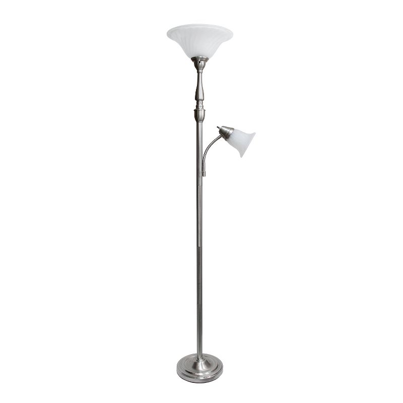 71" 3-way 2 Light Mother Daughter Floor Lamp Brushed Nickel - Elegant Designs