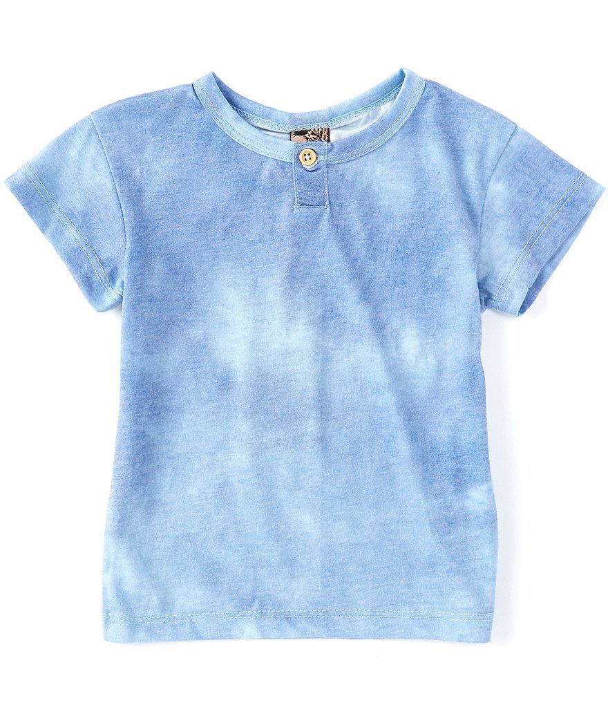 First Wave Baby Boys 12-24 Months Tie-Dye Short Sleeve Henley Tee