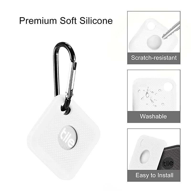 2 Pack  Silicone Case Compatible for New Tile Pro 2020 2018 with Keychain AntiScratch Lightweight Soft Protective Sleeve Skin Cover Device Not IncludedBlackWhite