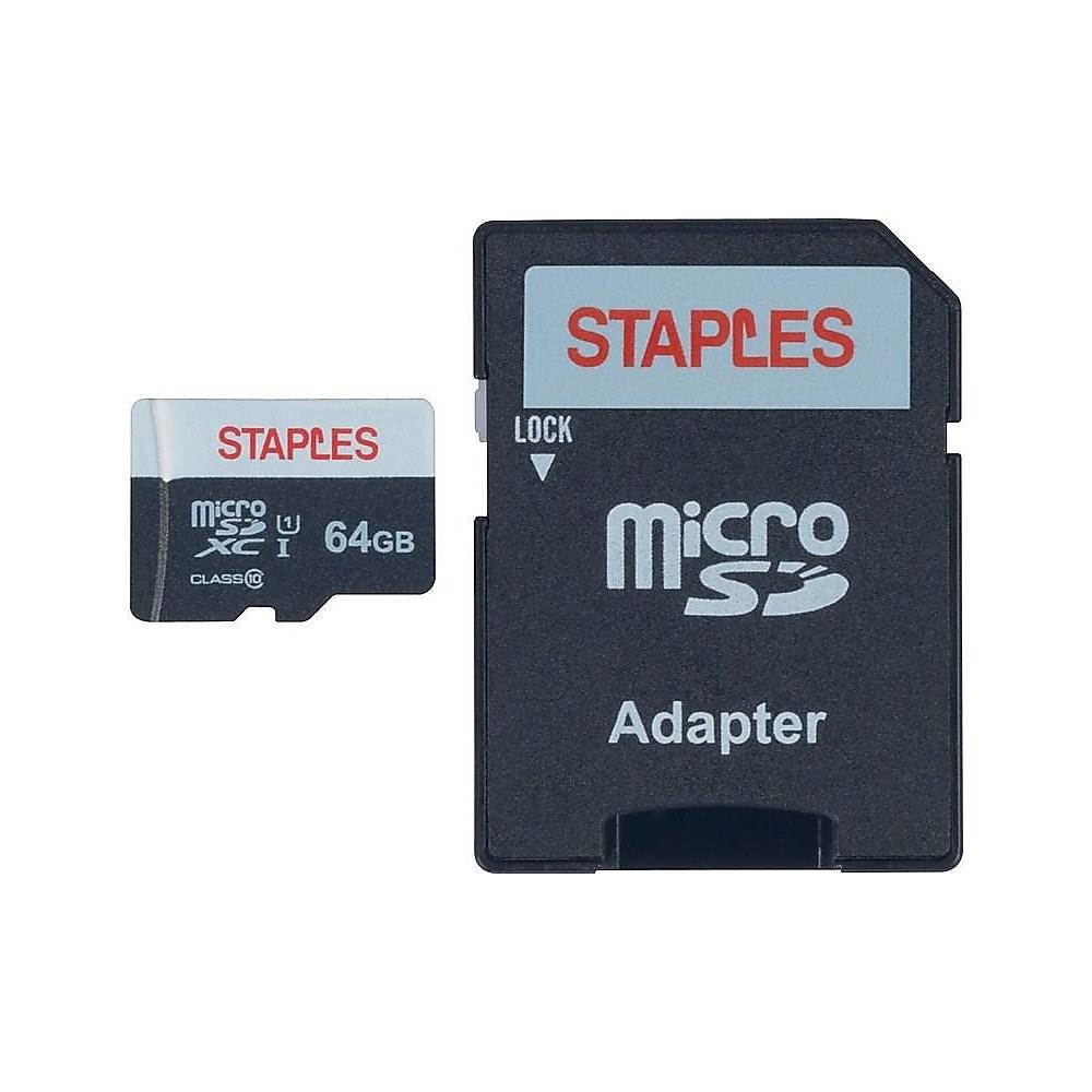 Staples 64GB High Speed Micro SDHC Card Class 10 with SD Adapter 28418