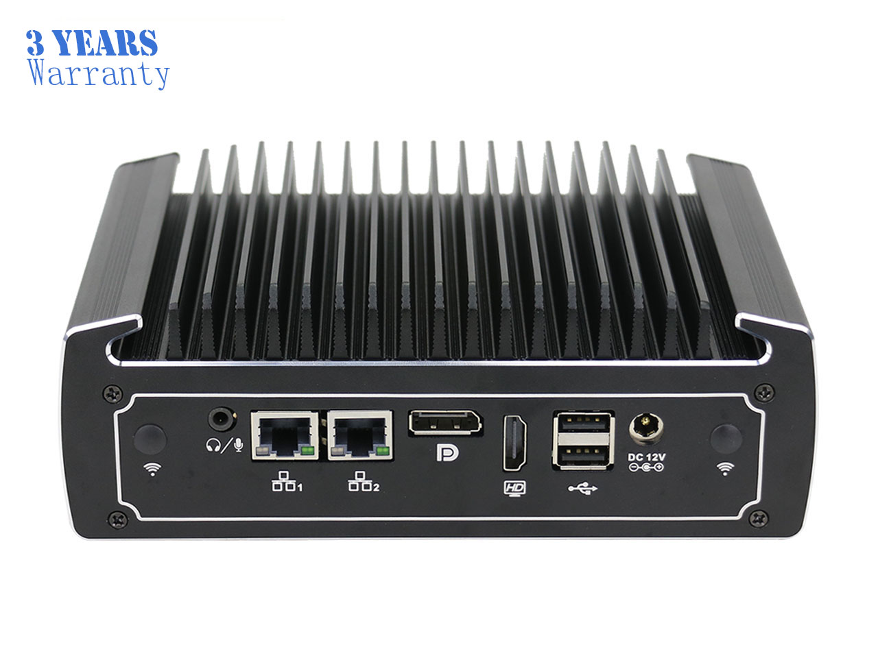 Fanless Mini Computer, Intel 8th Gen. i5-8250U CPU  Industrial Computer Mini Desktop PC,With DP HD Dual LAN2COM,4USB3.0,SIM Slot,Windows 10 Pro,4GB DDR4 RAM,32GB SSD