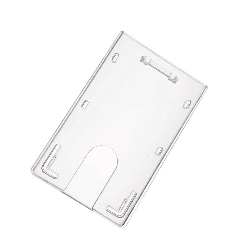 10 Pack Rigid Hard Plastic Vertical ID Badge Holder with Thumb Slots