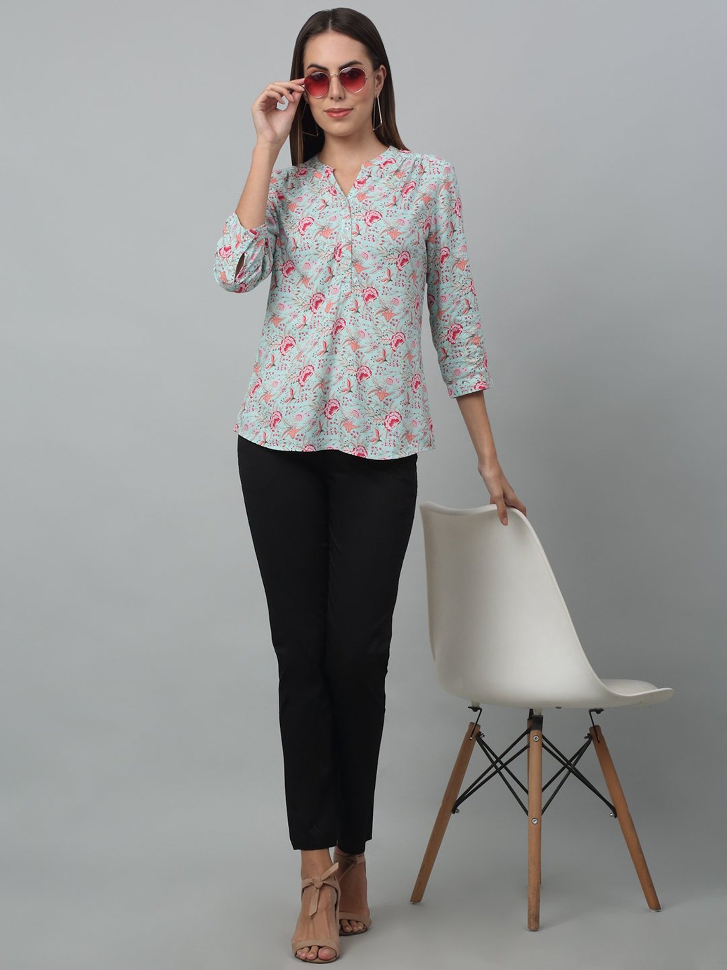 Crozo By Cantabil Black Cotton Lycra Regular Fit Mid Rise Trousers