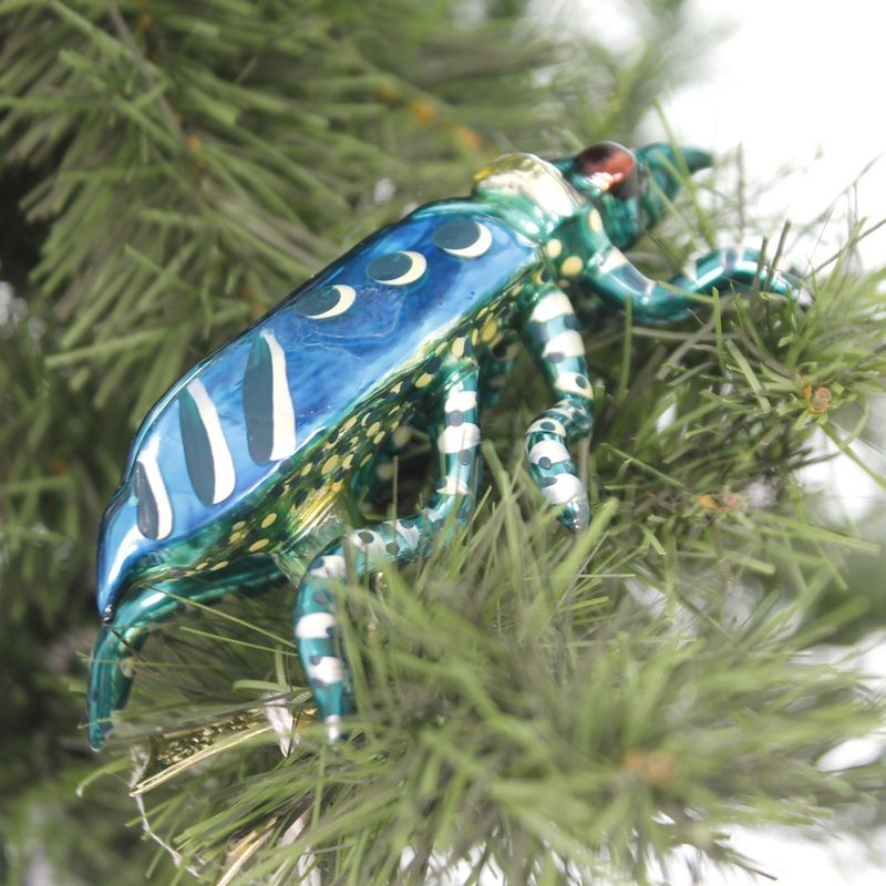 Morawski 1.5" Turquoise Bug Hand Painted Clip On  -  Tree Ornaments