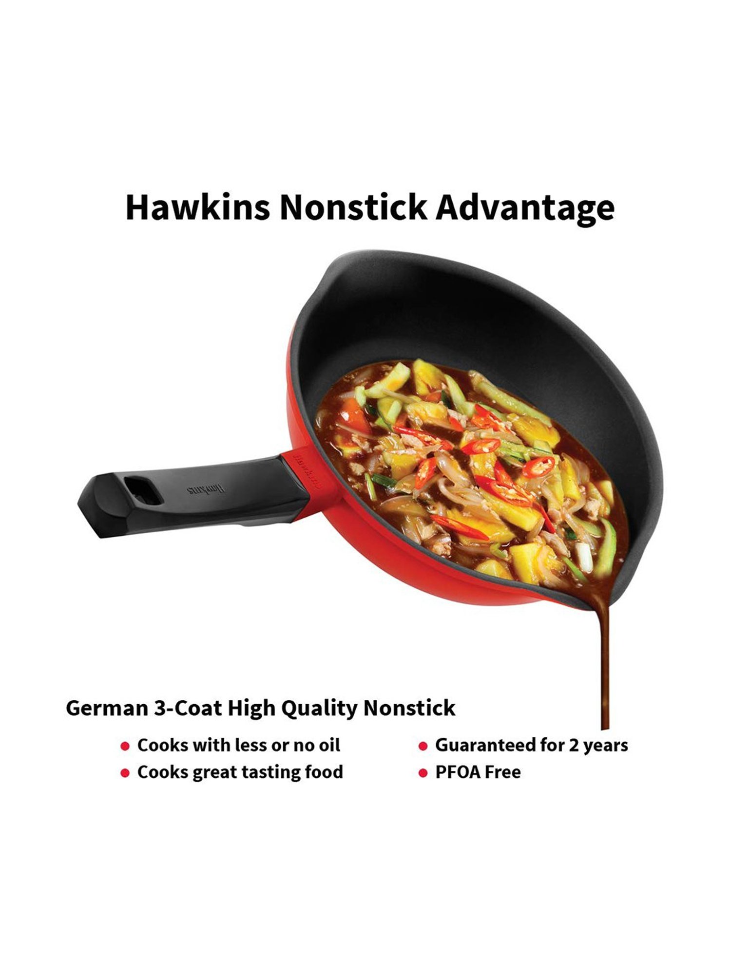 Hawkins Red Hard Anodised Frying Pan - 22 cm