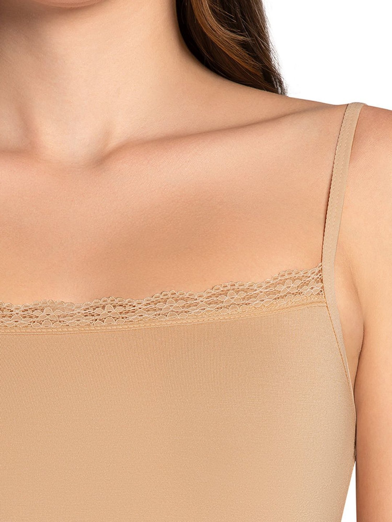 Amante Beige & Black Full Coverage Camisoles - Pack Of 2