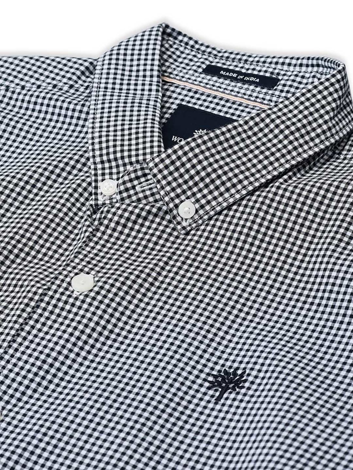 Woodland Black & White Regular Fit Check Cotton Shirt