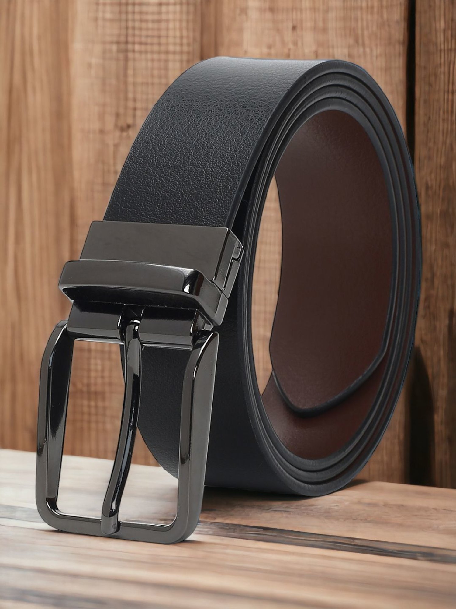 Crusset Black Leather Formal Belt for Men