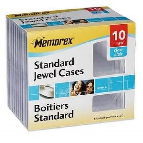 Memorex Standard CD Jewel Case, 10mm, 10/PK, Clear