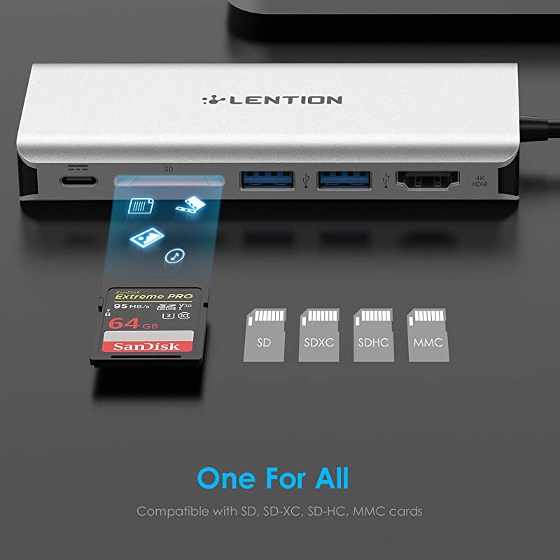 USBC Digital AV Multiport Hub with 4K HDMI 2 USB 30 Card Reader Type C Charging Gigabit Ethernet Adapter Compatible 20202016 MacBook Pro New Mac AirSurface More CBC68 Silver