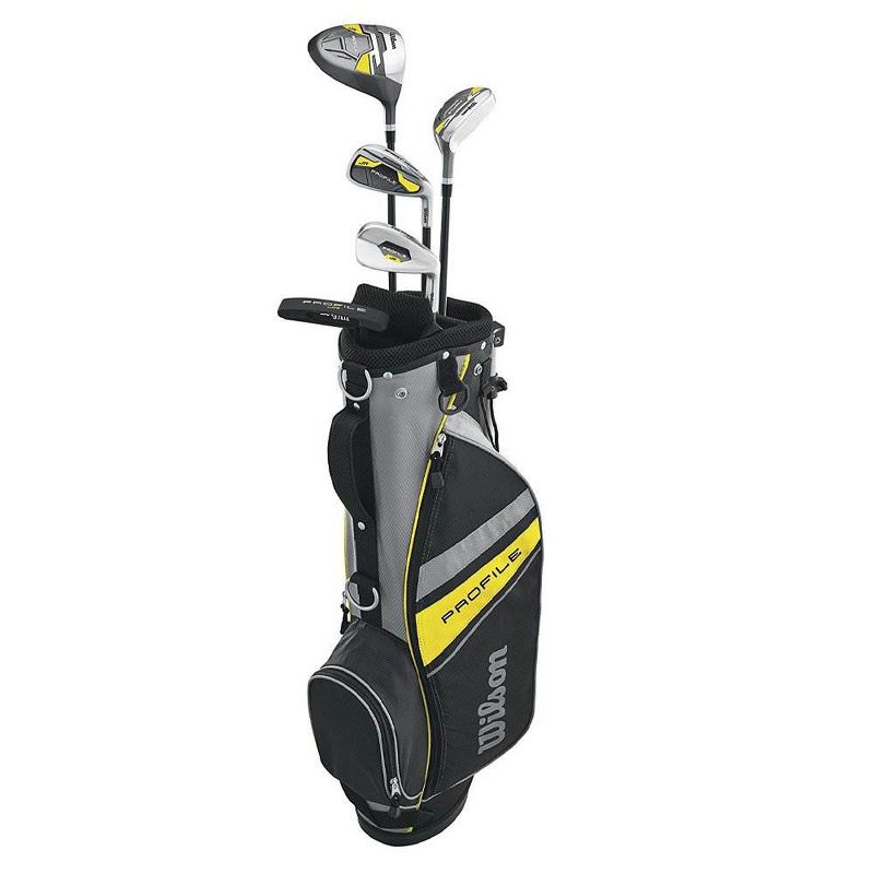 Wilson Profile Junior Right Hand Golf Club Set, Yellow & Wheeled Travel Case