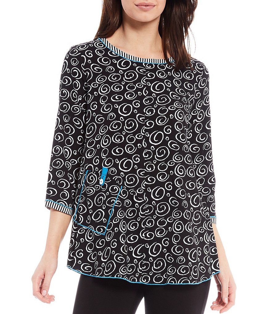 Ali Miles Swirl Print Hi-Low Pocket Tunic
