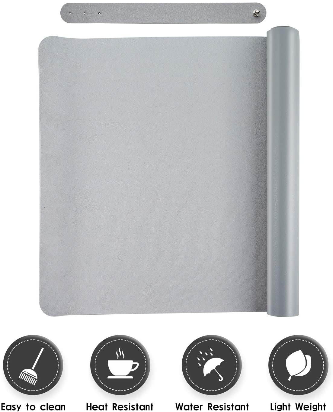 Office Desk Pad PU Leather Mat Waterprooof Extended Large Gaming Mouse Pad Organizer Smooth Writing Surface with Non Slip Rubber Base for Laptop Keyboard Mouse Pad for Home (Gray)