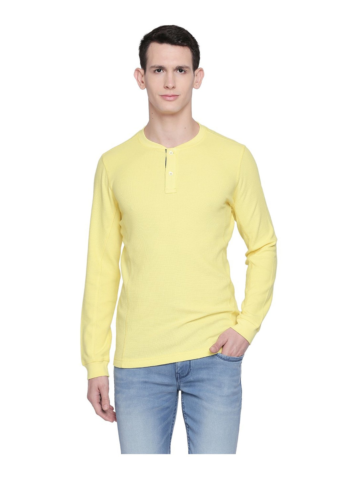 Basics Yellow Henley T-Shirt