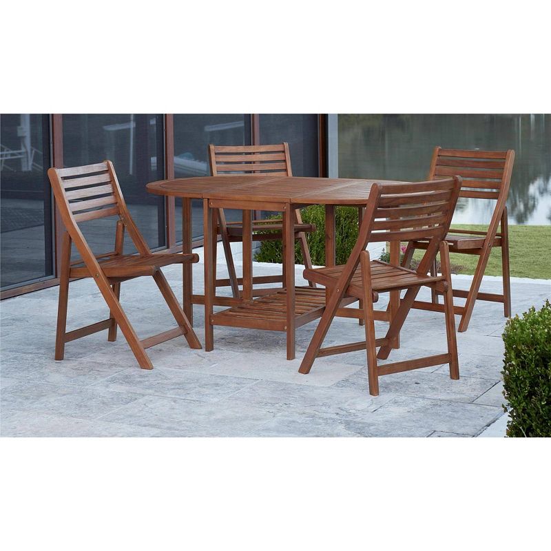5pc Acacia Wood Folding Outdoor Dining Set with Chair Storage - Room & Joy
