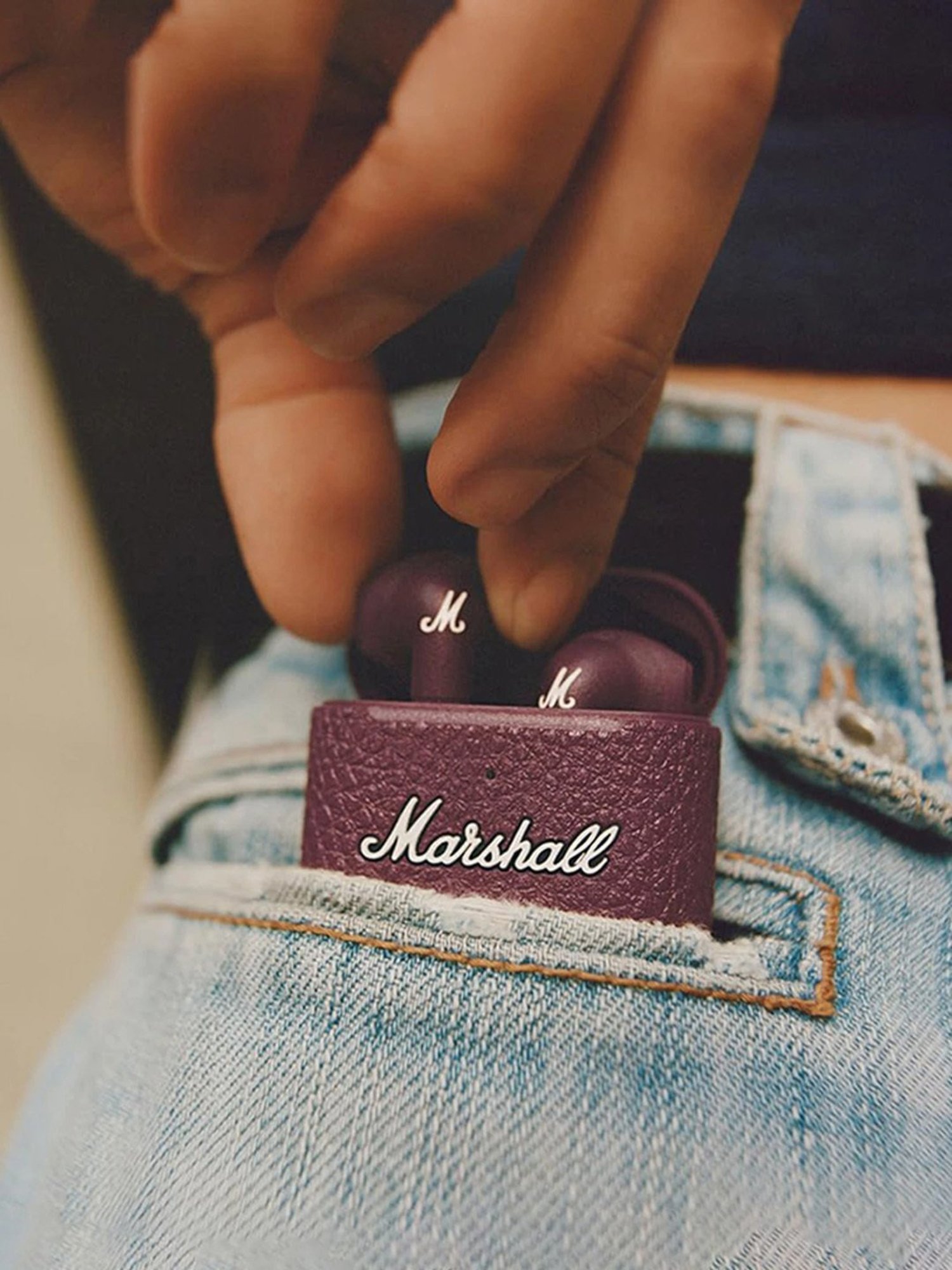 Marshall Minor III Bluetooth in-Ear Earbuds with 25 Hrs Playtime (Burgundy, True Wireless)