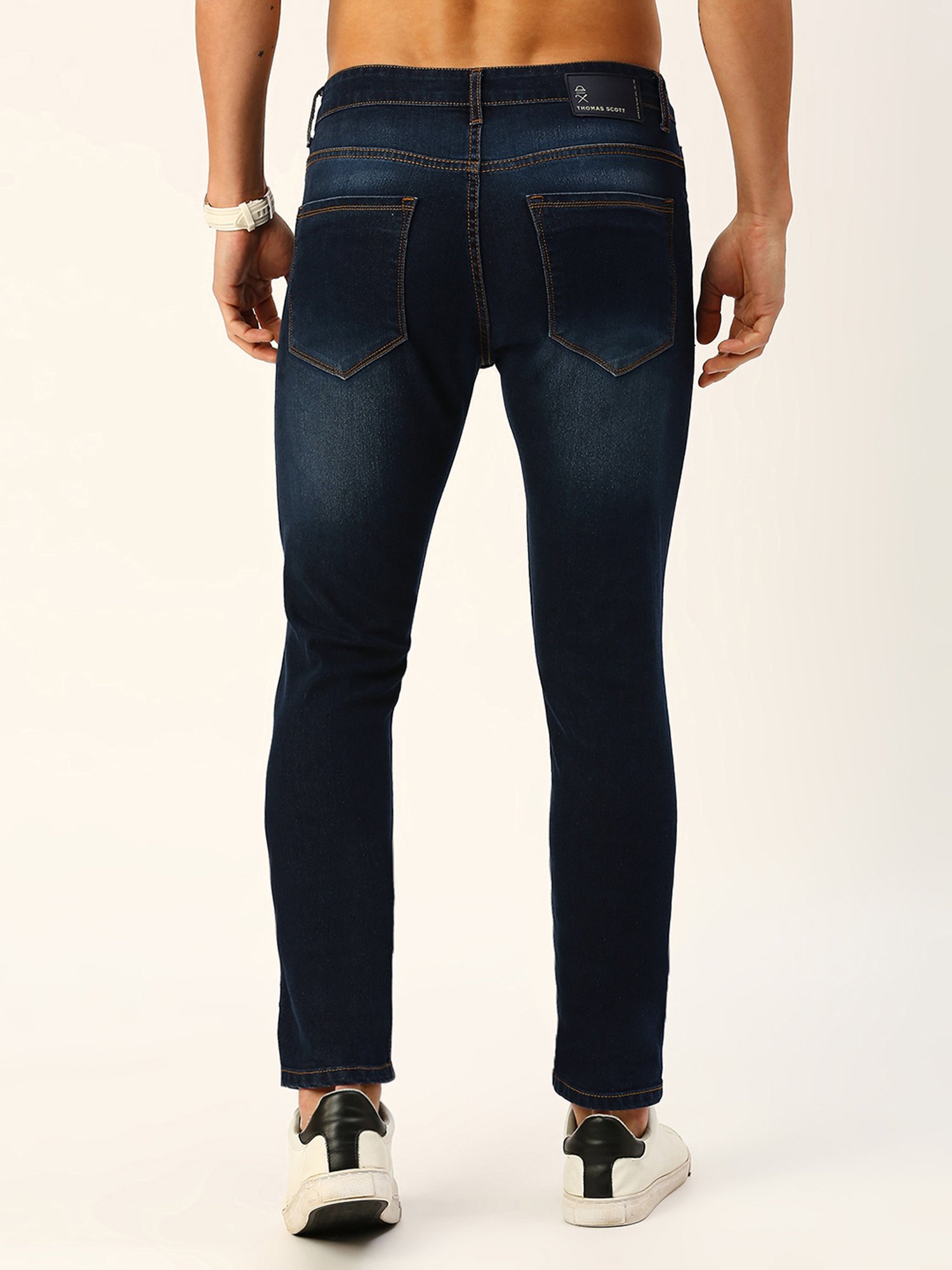 Thomas Scott Blue Slim Fit Lightly Washed Jeans