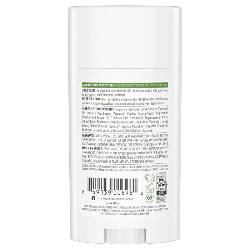 Schmidt's Jasmine Tea Aluminum-Free Natural Deodorant Stick for Sensitive Skin - 2.65oz