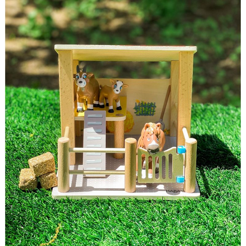 HABA Little Friends Petting Zoo with 3 Exclusive Farm Animal Figures
