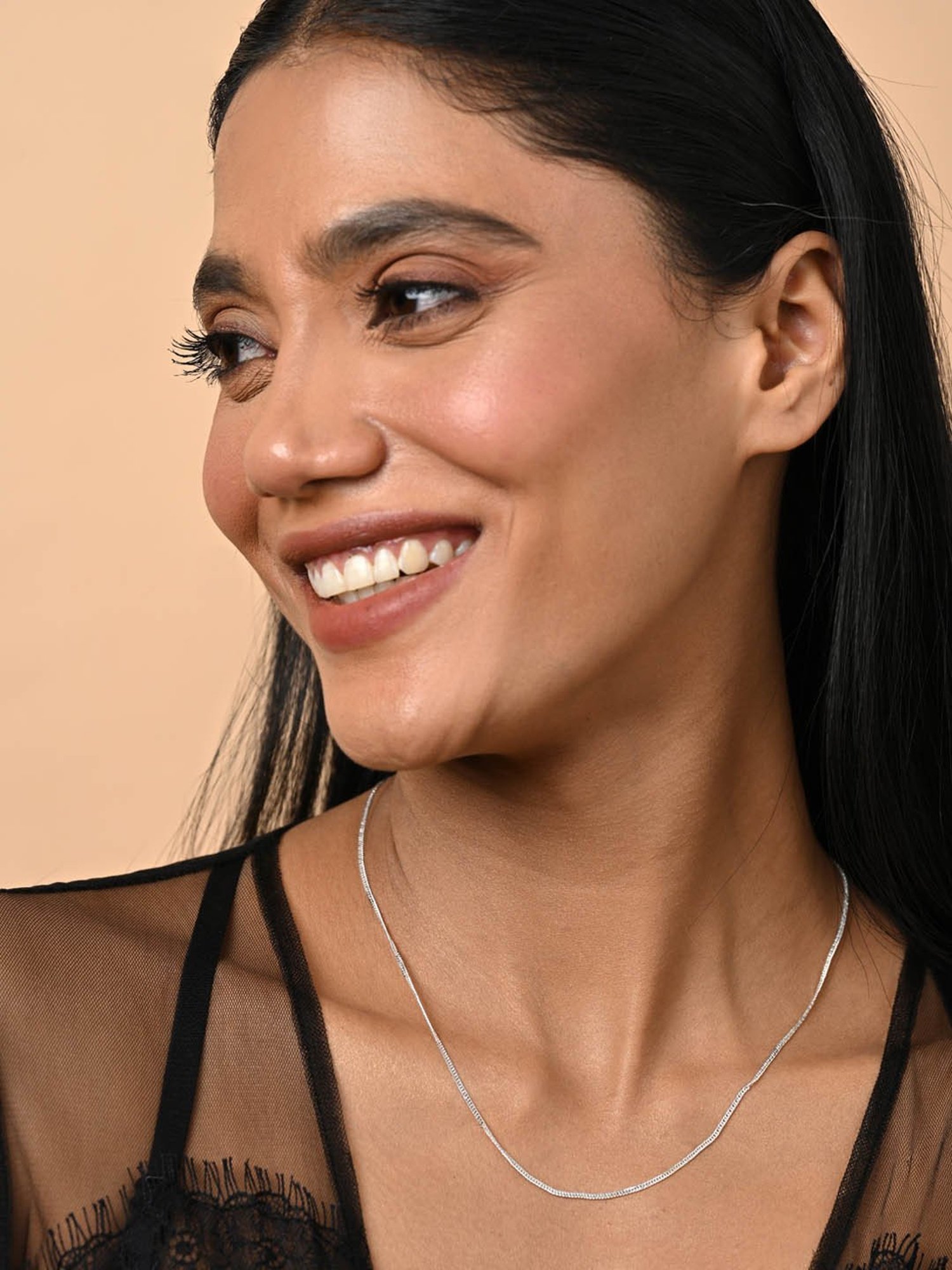 Clara 925 Sterling Silver Curb Chain Necklace in 18-inches for Women & Girls