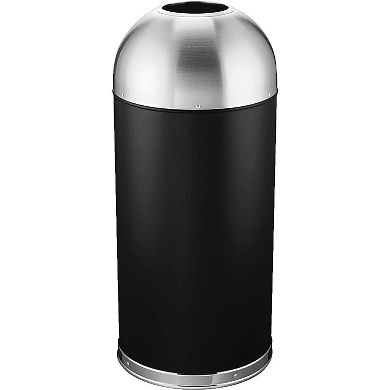 Genuine Joe Trash Receptacle Domed Top 15 Gal. Black/Silver 58896