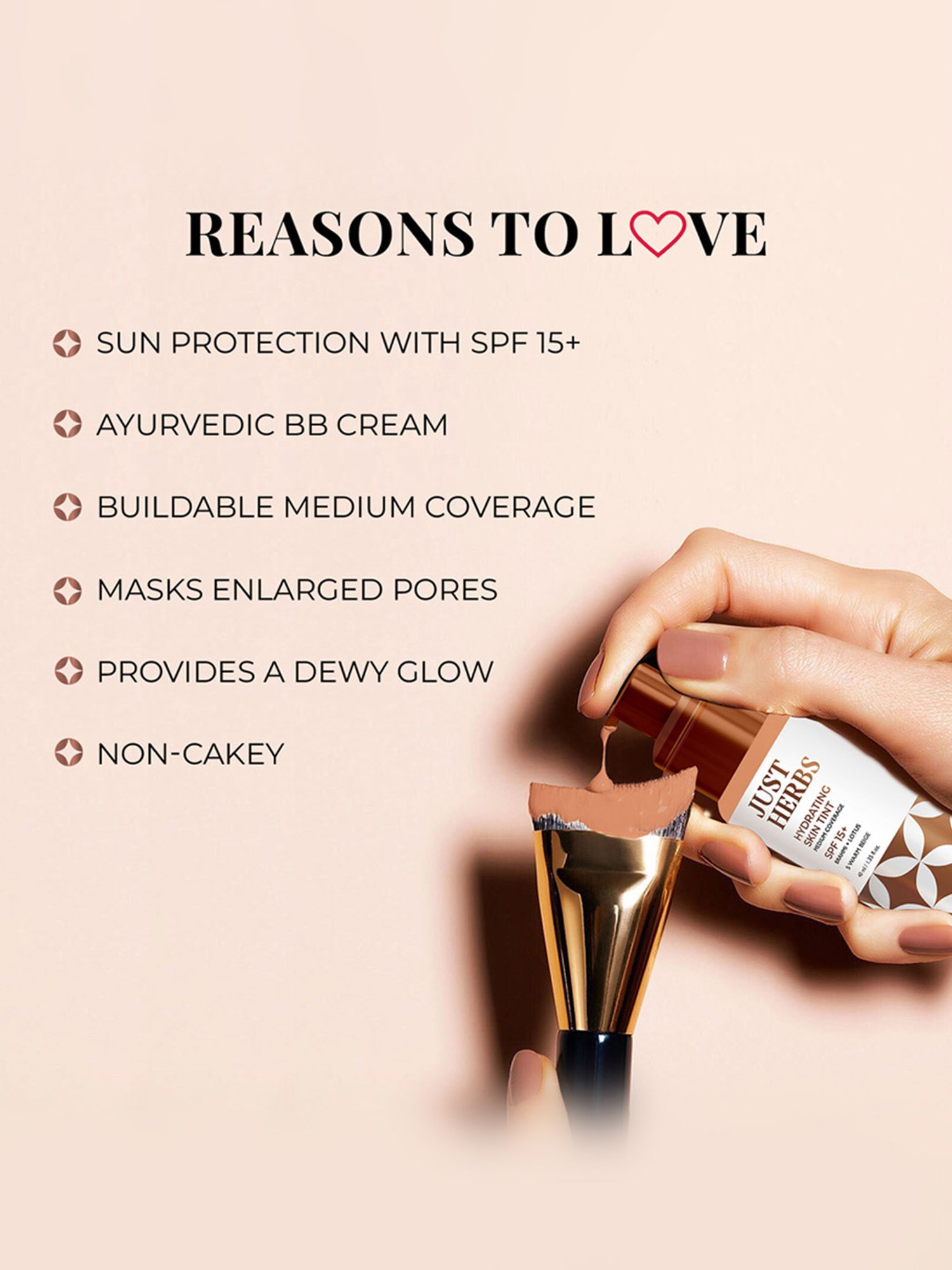 JUST HERBS Hydrating Skin Tint SPF 15+ 5 Warm Beige - 40 ml