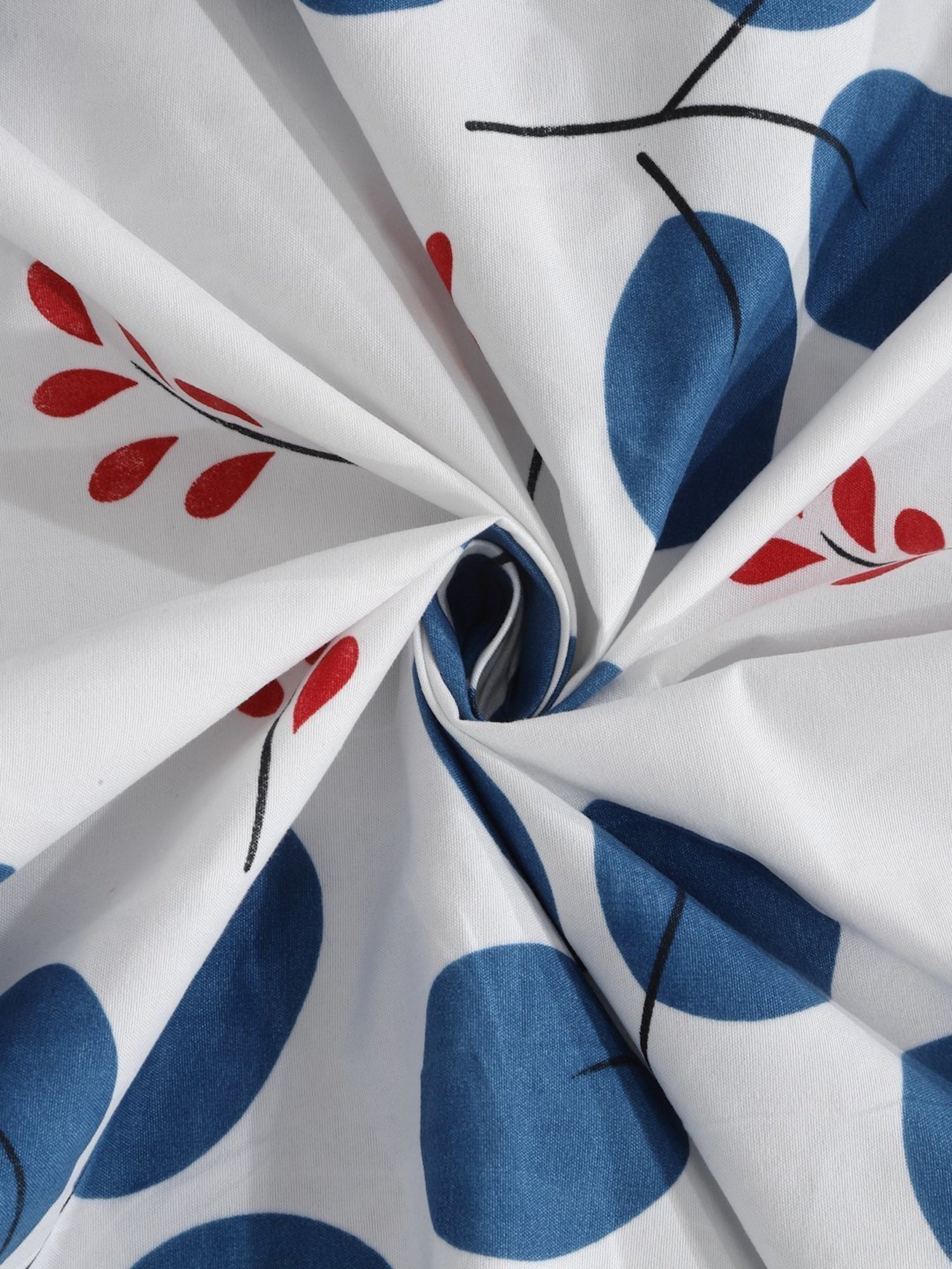 Klotthe Printed White & Blue 300 TC Cotton Blend Single Bed Sheet with Pillow Cover